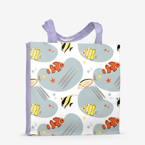 Сумка-шоппер «Orange, yellow and black Fishes Seamless Pattern with transparent Background.»