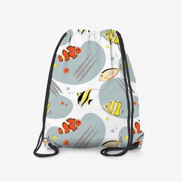 Рюкзак «Orange, yellow and black Fishes Seamless Pattern with transparent Background.»