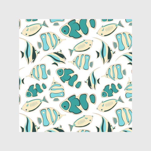 Скатерть «Blue and Gray Fishes Seamless Pattern with transparent Background»