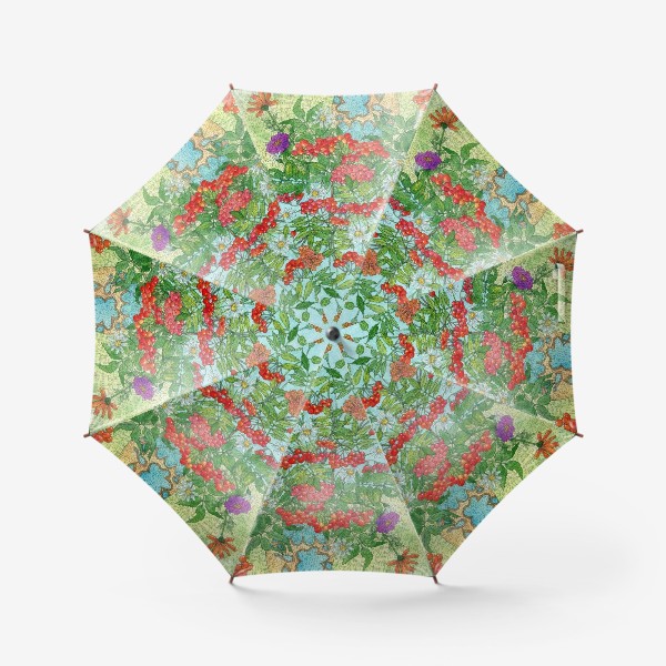 Зонт «Август. Букет рябины и цветов»