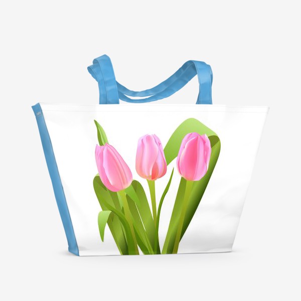 Пляжная сумка &laquo;Цветы Тюльпаны.  Весна, 8 марта&raquo;