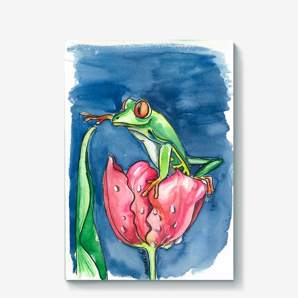Холст «Лягушка и тюльпан»