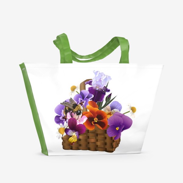 Пляжная сумка «Корзинка с цветами»