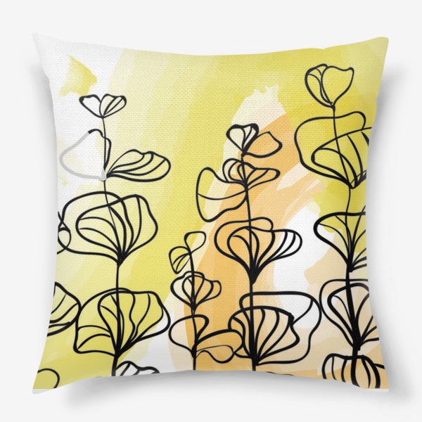 Подушка «Солнечные растения на желтом»