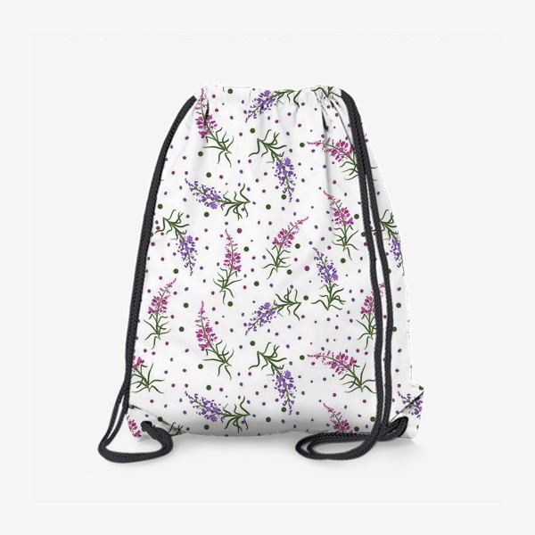 Рюкзак «Лесные цветы, паттерн на белом фоне»