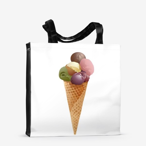 Сумка-шоппер «Мороженое шарики в конусе.»