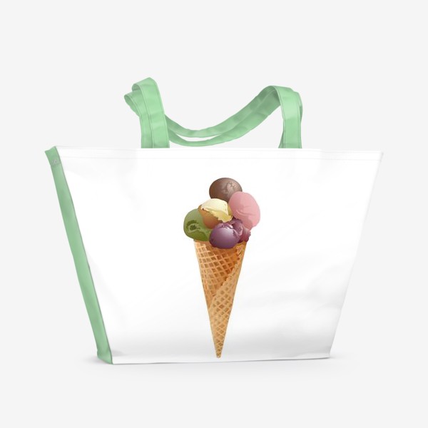 Пляжная сумка &laquo;Мороженое шарики в конусе.&raquo;
