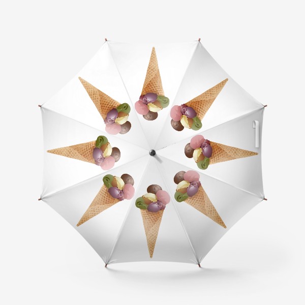 Зонт «Мороженое шарики в конусе.»