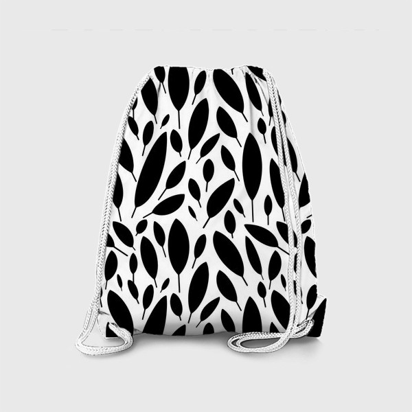 Рюкзак «Черно-белый узор из листьев в Скандинавском стиле»