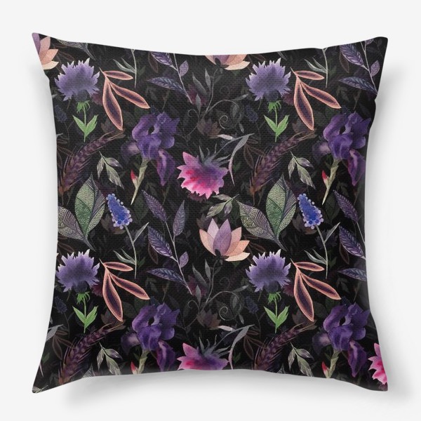 Подушка «Flower pattern. Black»