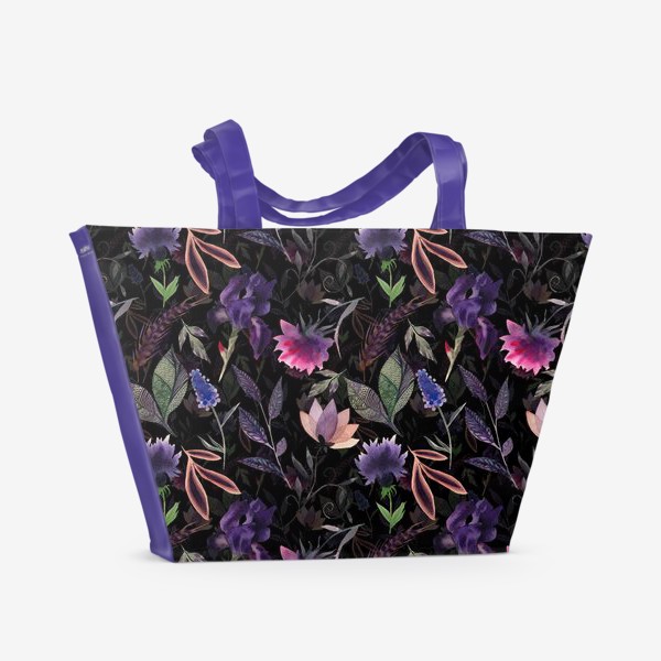 Пляжная сумка &laquo;Flower pattern. Black&raquo;