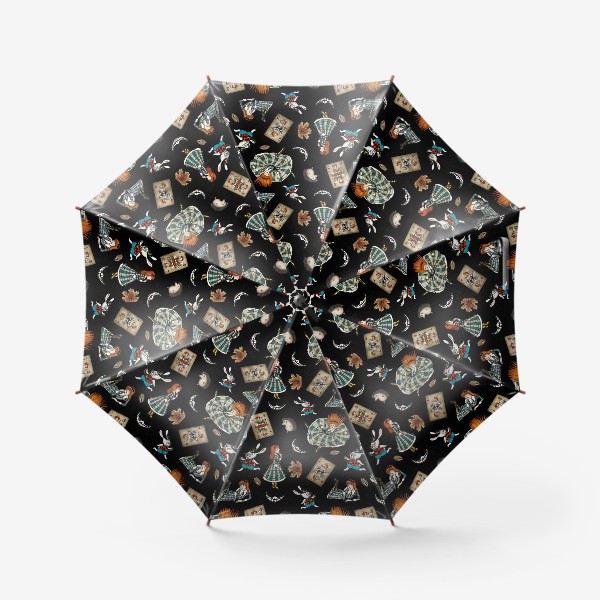 Зонт «Квадрат бесшовного узора "Алиса" черный»