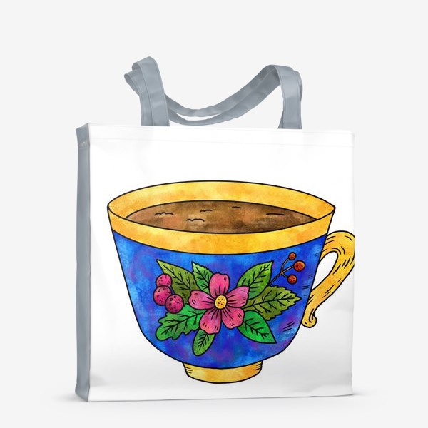 Сумка-шоппер «Синяя чашка с цветами»