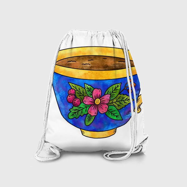 Рюкзак «Синяя чашка с цветами»