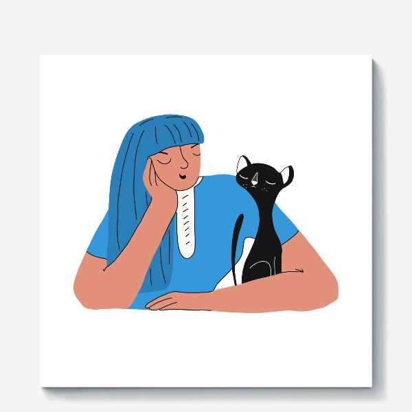 Холст «Девушка и ориентальный кот»