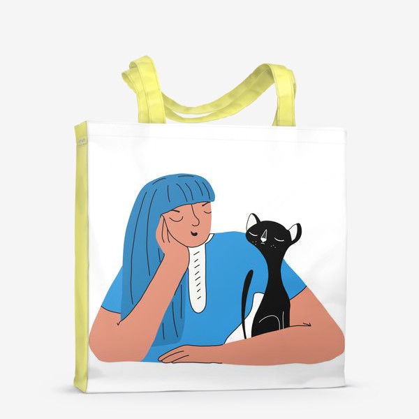 Сумка-шоппер «Девушка и ориентальный кот»