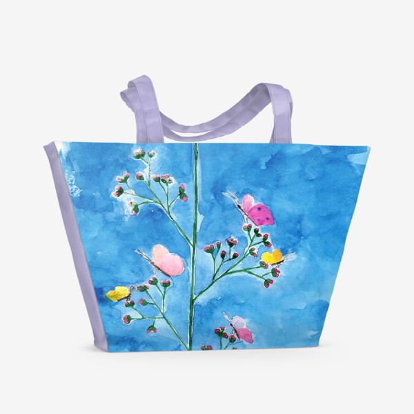 Пляжная сумка «Butterfly and flowers»