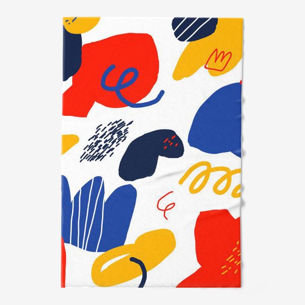 Полотенце «Яркая абстракция с красными, желтыми и синими фигруами»