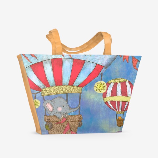 Пляжная сумка «Путешествие на воздушном шаре»