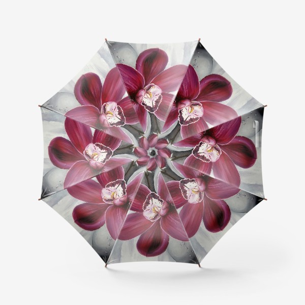 Зонт &laquo;Цветок красной орхидеи. Живопись. Цветок с капельками росы&raquo;