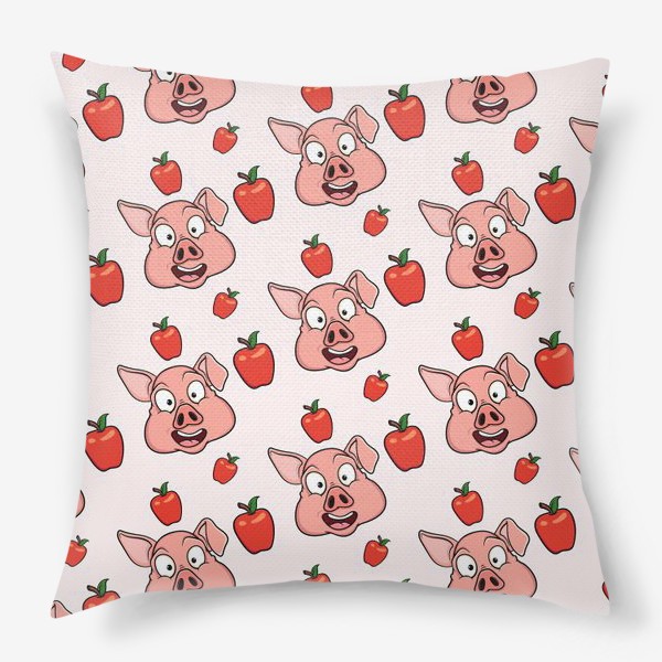 Подушка «узор со свиньями и яблаками»