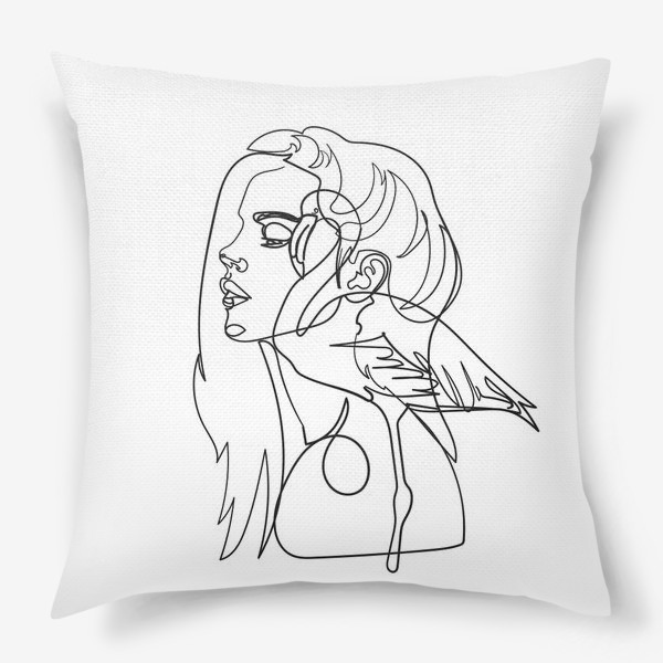 Подушка «девушка и фламинго»