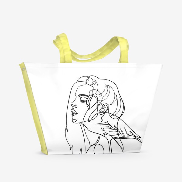 Пляжная сумка &laquo;девушка и фламинго&raquo;