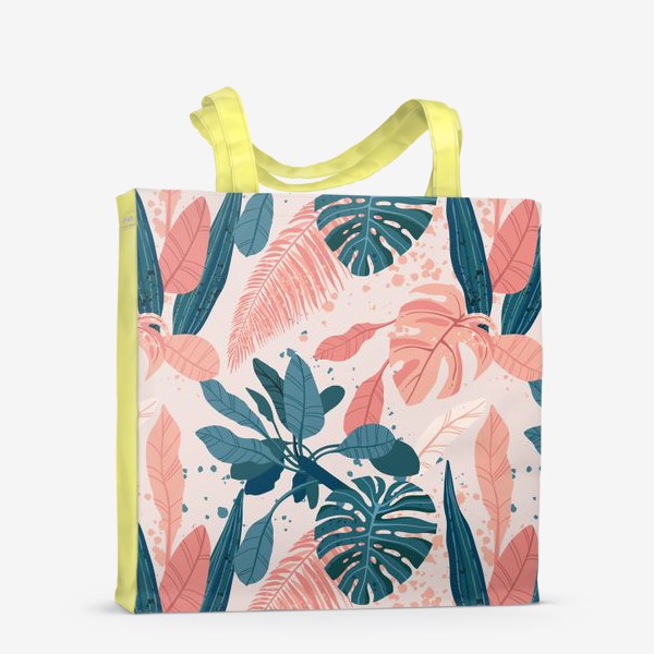 Сумка-шоппер «Тропические пальмовые листья на розовом фоне»