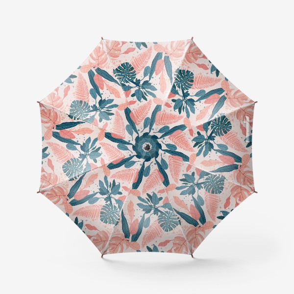 Зонт «Тропические пальмовые листья на розовом фоне»
