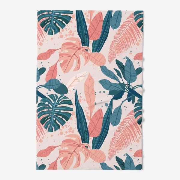 Полотенце «Тропические пальмовые листья на розовом фоне»