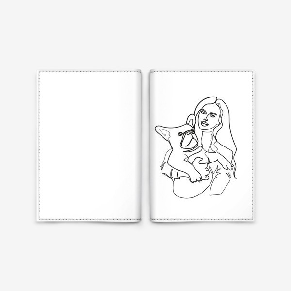 Обложка для паспорта «девушка и собака line»