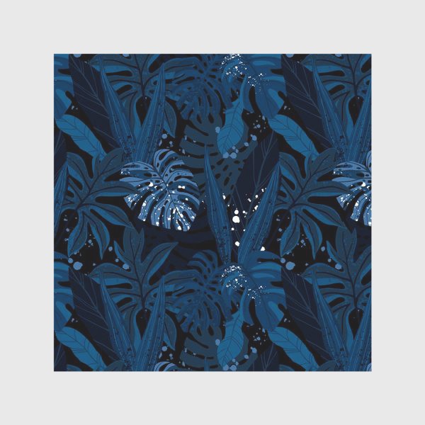 Скатерть &laquo;Темно-синий тропический принт с пальмовыми листьями&raquo;