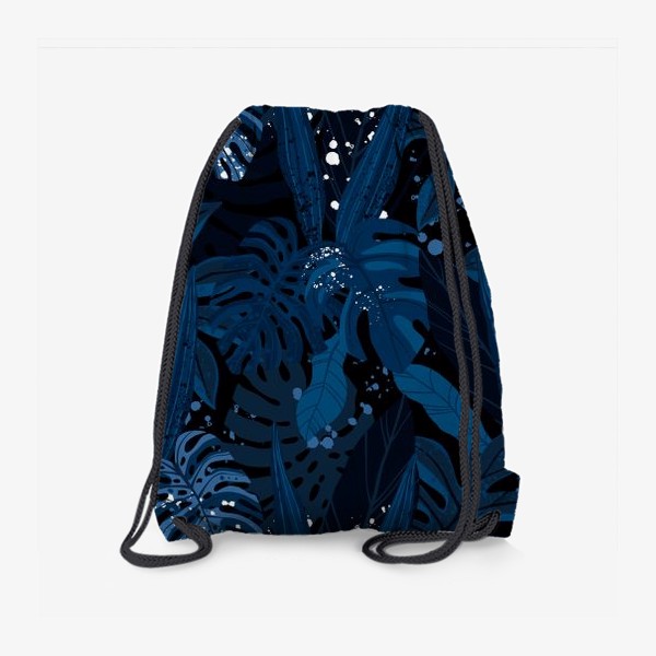 Рюкзак &laquo;Темно-синий тропический принт с пальмовыми листьями&raquo;