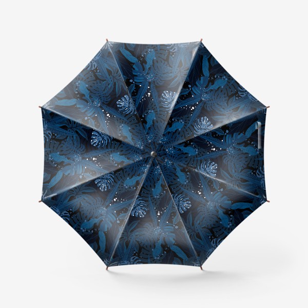 Зонт &laquo;Темно-синий тропический принт с пальмовыми листьями&raquo;