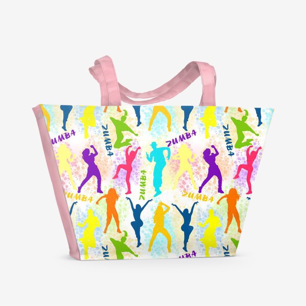 Пляжная сумка «Зумба, танцы, фитнес паттерн»
