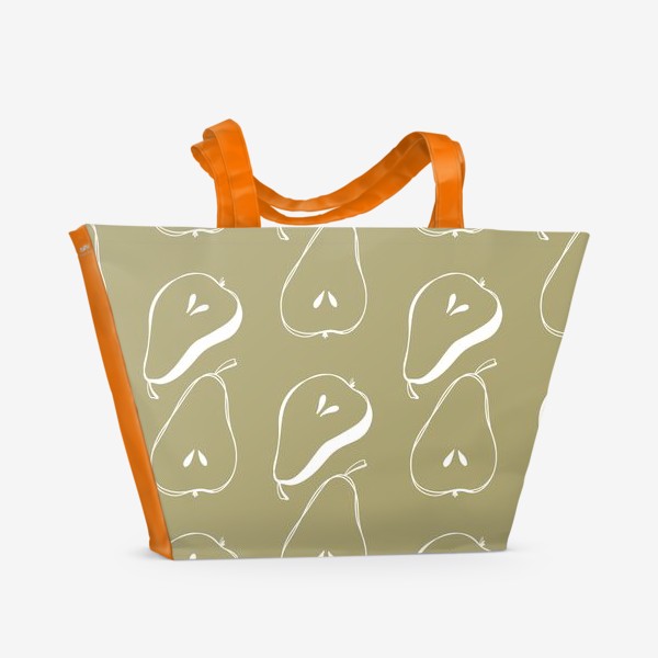 Пляжная сумка «Дольки груш на зеленом фоне»