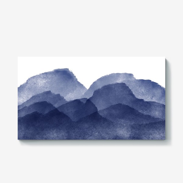 Холст «Синие акварельные горы или море»