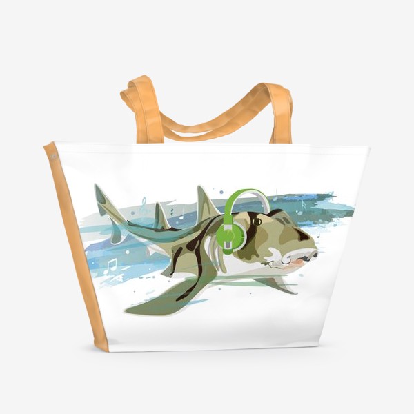 Пляжная сумка «Акула и музыка. Австралийская рогатая акула.»