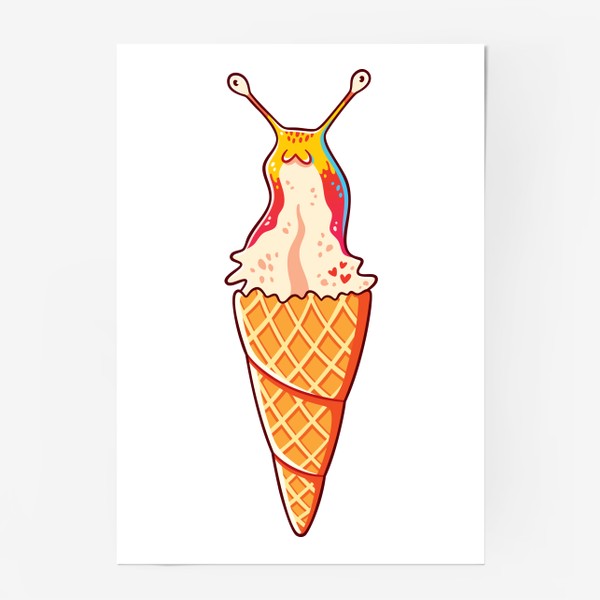 Постер «Кавайная Улитка Ахатина - Мороженое»
