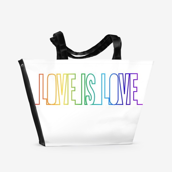 Пляжная сумка «Любовь это любовь, радуга, непрерывная надпись»