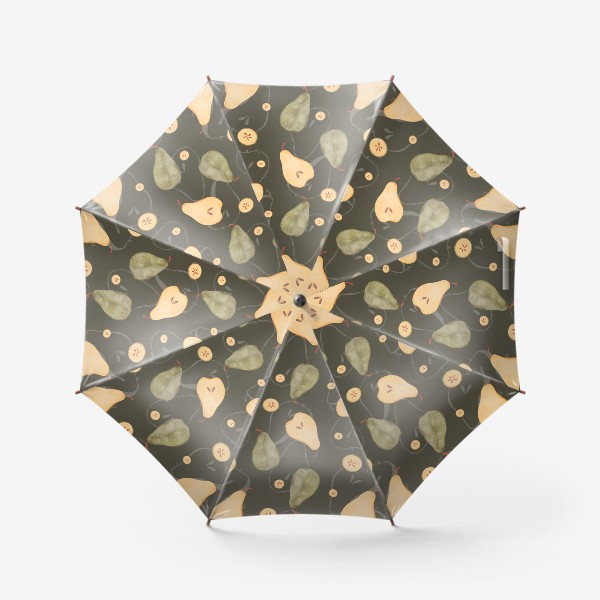 Зонт «Дольки груш на темном зеленом с контуром»