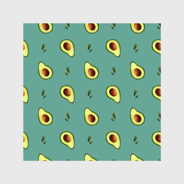 Шторы «Сочные дольки авокадо на мятном фоне»