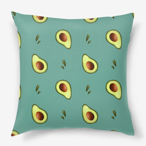 Подушка «Сочные дольки авокадо на мятном фоне»