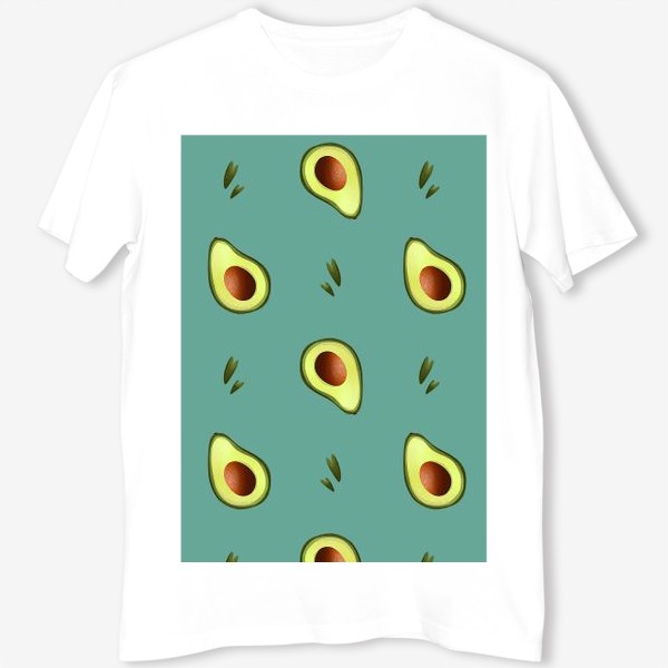 Футболка «Сочные дольки авокадо на мятном фоне»