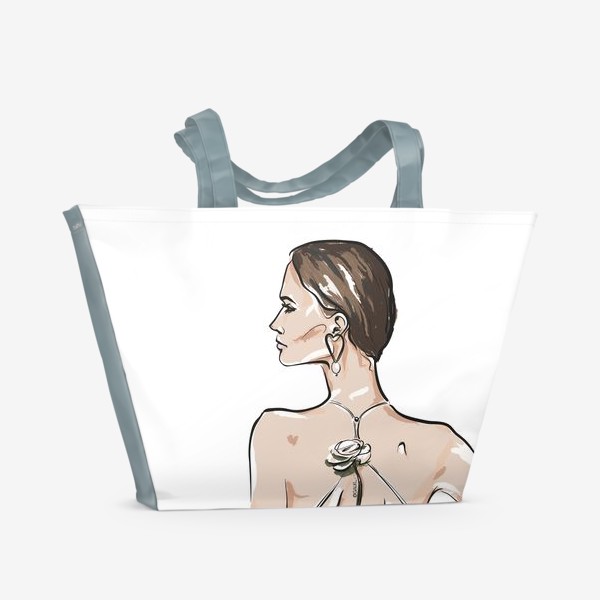 Пляжная сумка «девушка с цветком ранункулюса»