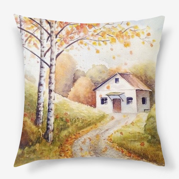 Подушка «Дом в осеннем лесу»