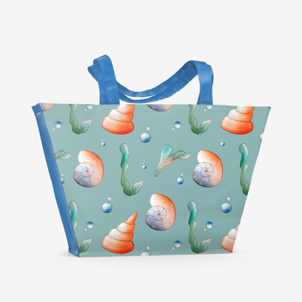 Пляжная сумка «Морские ракушки на бирюзовом»