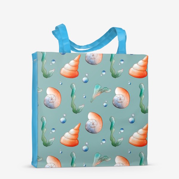 Сумка-шоппер «Морские ракушки на бирюзовом»