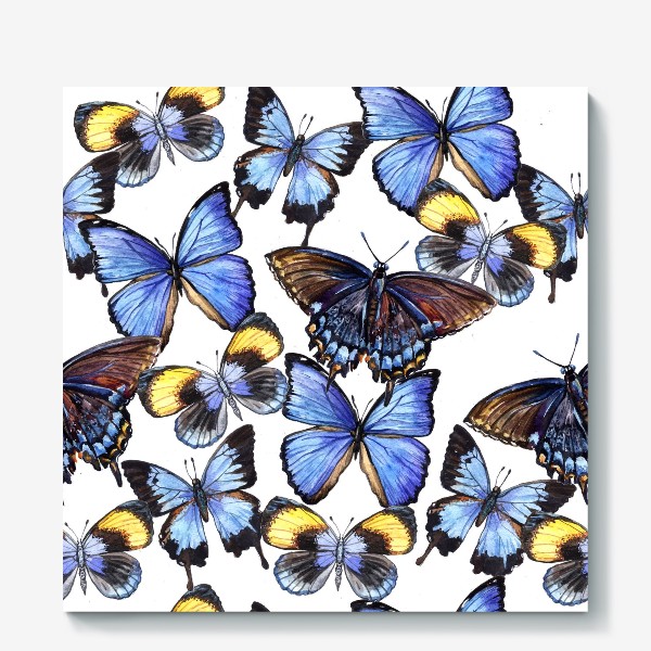 Холст «Цветные акварельные бабочки»