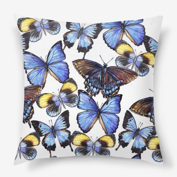 Подушка «Цветные акварельные бабочки»